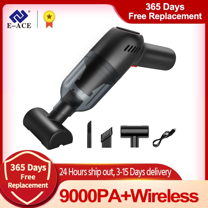 Small Portable Handheld Car Vacuum Cleaner 9000Pa High Powerful Cordless Wireless Home Carpet Vaccum Dust Catcher E-ACE