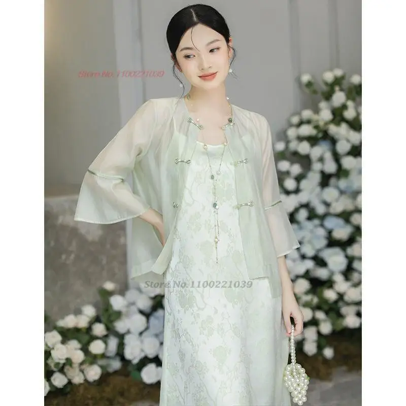 

2023 traditional chinese vintage dress improved hanfu women folk tops+dress costume oriental national princess chiffon dress