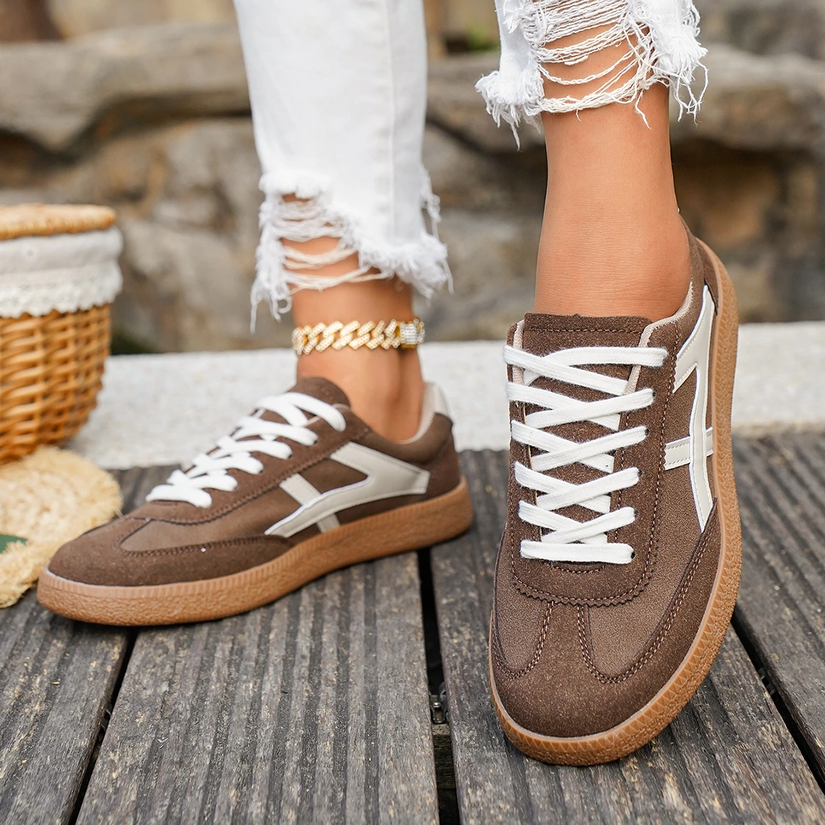 أحذية رياضية نسائية كاجوال أحذية فلكنيز مسطحة عصري...