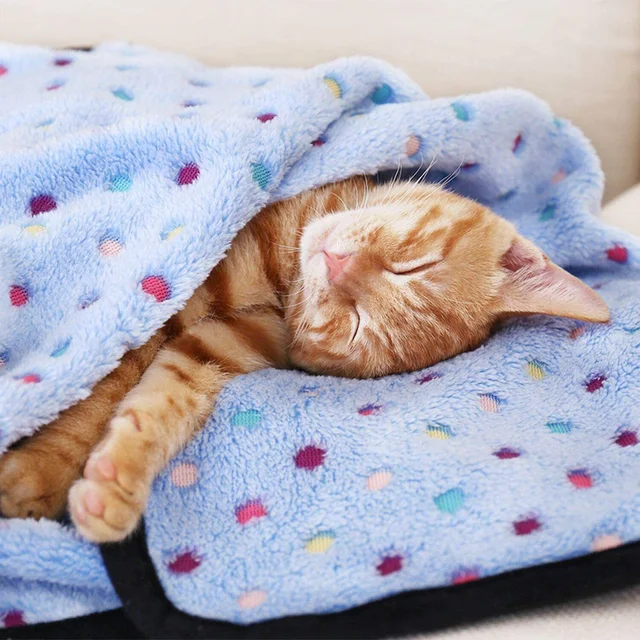 Soft Fluffy Pet Blanket Cute Dot Pattern Cozy Warm Blanket for Cat Dogs Bed Small Large Dogs Mat Cover Pet Supplies 3