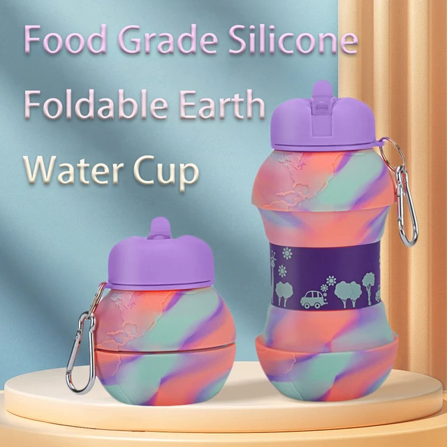 Foldable Silicone Cups Straw, Silicone Water Bottles