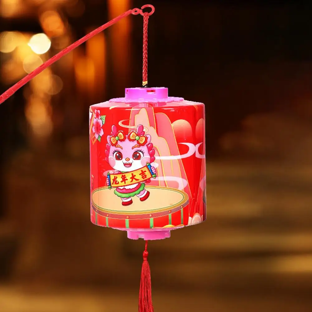 

Chinese Lantern Colorful Led Dragon Print Lantern for Spring Festival Kindergarten Activities Handheld Tassel Decor