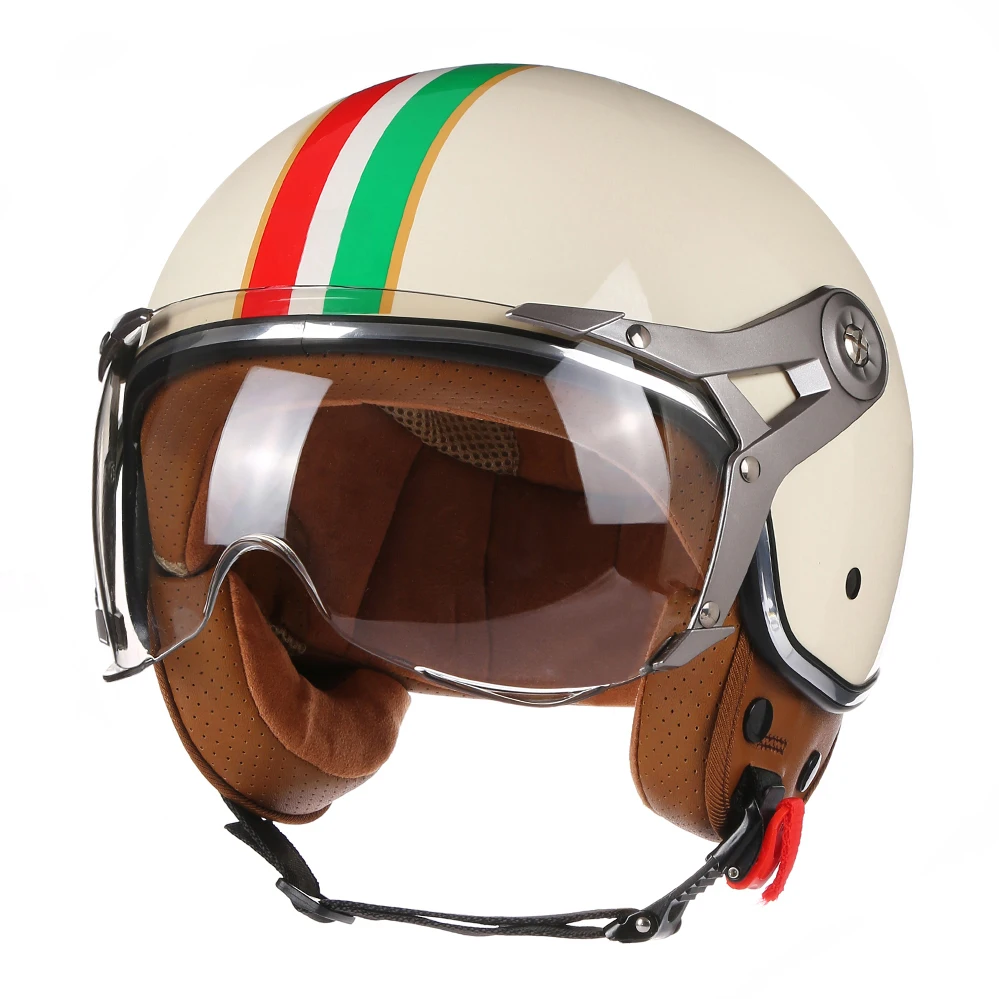 3/4 Open Face Motorcycle Helmet DOT Approved Retro Chopper Vintage Casque Capacete De Moto Men Women Scooter Motorbike casco