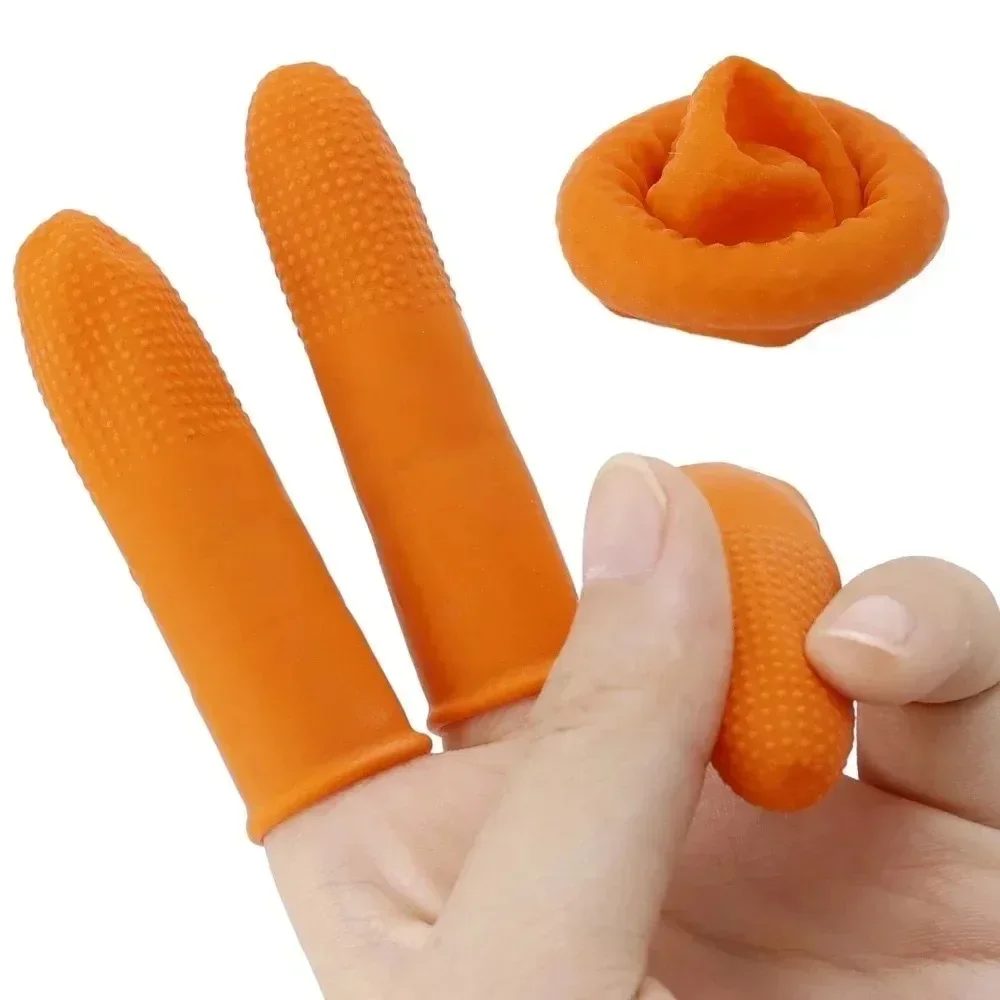 100/1PCS Latex Finger Cots Orange Thumb Caps Anti-static Industry Rubber Fingertips Protector Gloves Non-slip Finger Gloves