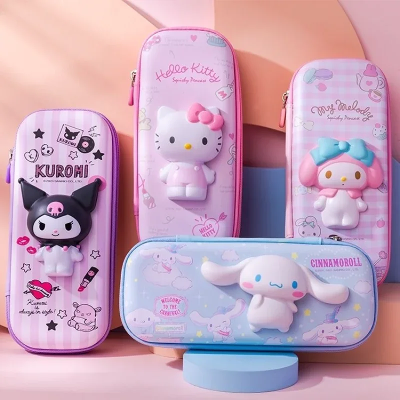 

Sanrio Cartoon Multifunctional Student Stationery Box Cute Kuromi Melody Decompression Pencil Box Children's Pencil Bag