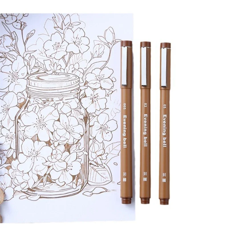 Waterproof Ink Brown Micron Neelde Drawing Pen Pigment Fine Line Markers Pen For Hand-Paint Anime Coloring Book Art Supplies marker pens,pen marker,markers pen,marker pen,art marker pens,art markers,colored pens,manga markers,micro pens,drawing pen
