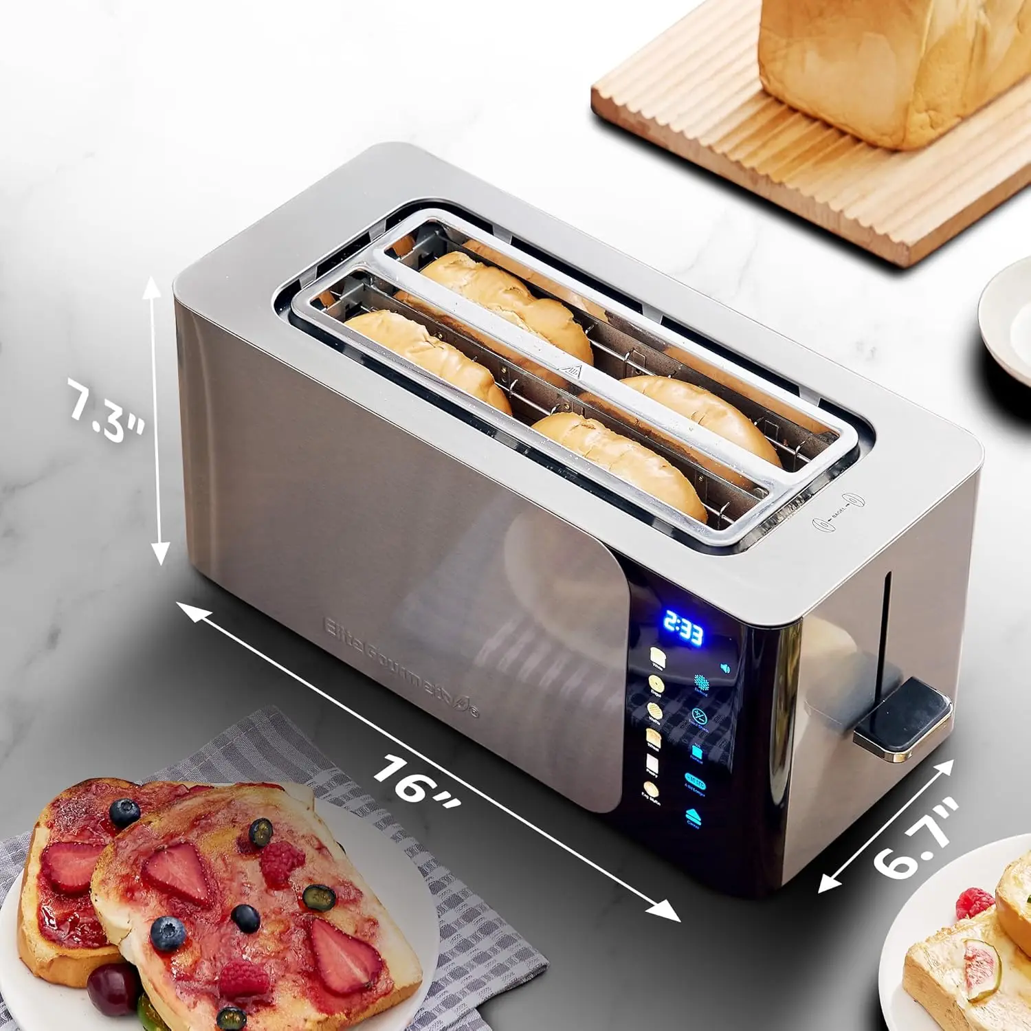 ECT5924D SmartToast Digital Long Slot 4 Slice Toaster 1.5&rdquo; Wide Slots for Thick Breads & Bagel Function LED Touch Screen