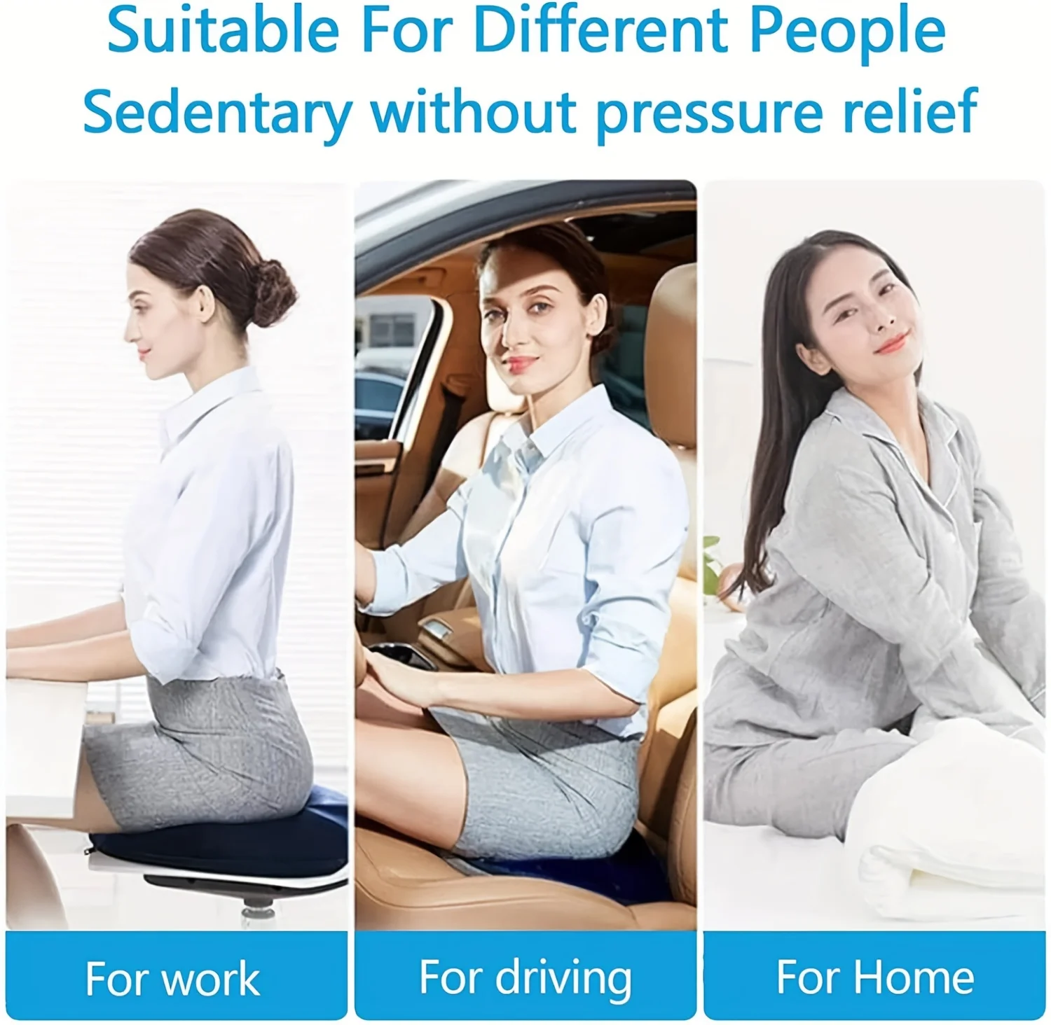 Pc Ergonomic Memory Foam Donut Seat Cushion, Orthopedic Tailbone Support Pillow ， Machine Washable Knit Fabric Cover 3