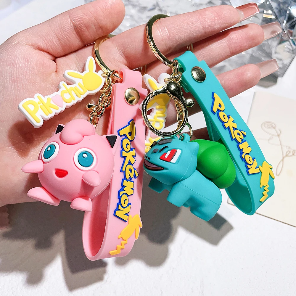 anime keychain Pokemon Keychain Pikachu Anime Action Figure Toy Kawaii Cartoon Charmander Psyduck Doll Keyring Car Bag Pendant Kid Gift