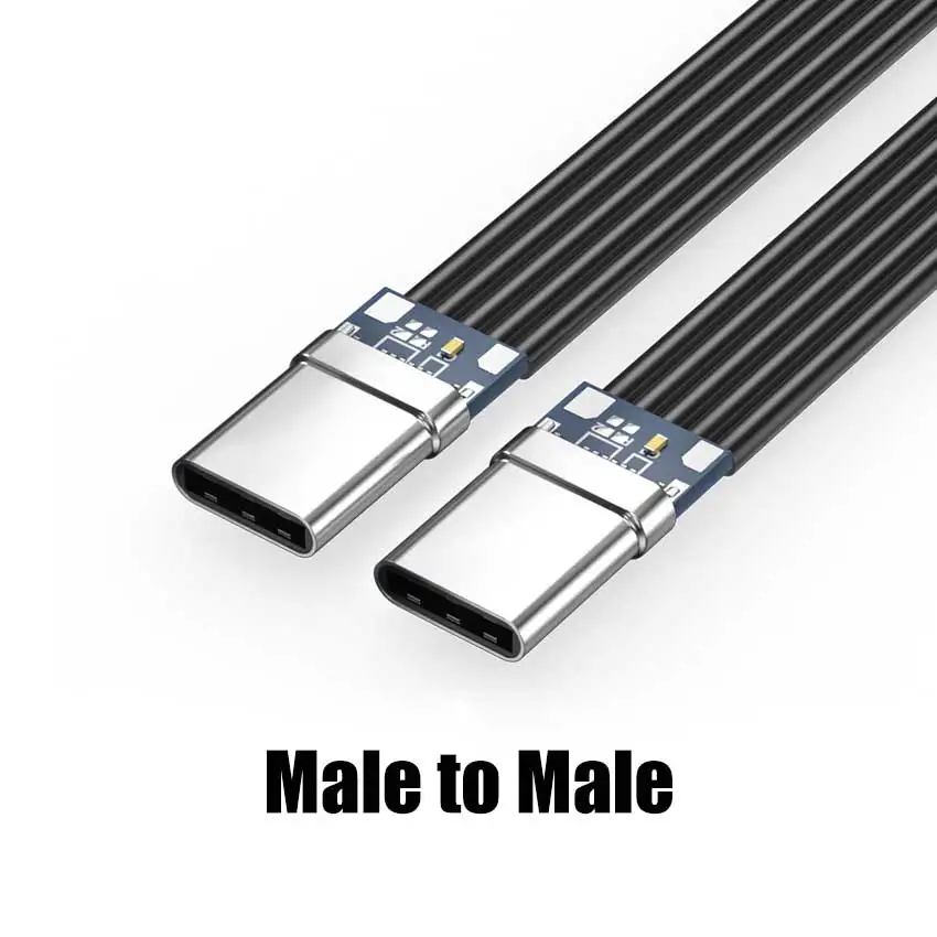 JCD USB-C 소프트 플랫 실리콘 코드 남성-남성 / 남성-여성 어댑터 타입-C 데이터 고속 충전 케이블 휴대폰 태블릿용