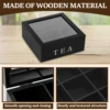 Wood Tea Bag Storage Box with Clear Lid 9 Compartments Square Container Desktop Jewelry Organizer Tea Box Case 4