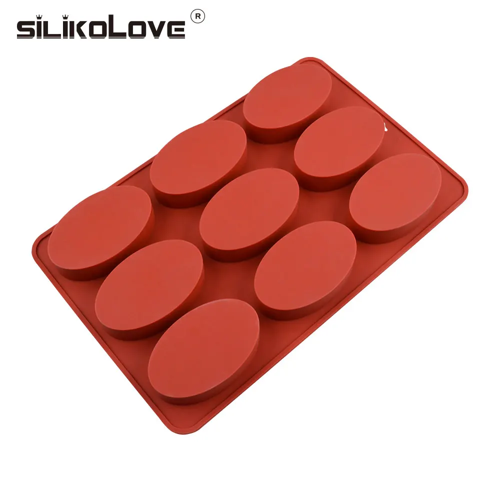 SILIKOLOVE 9 Cavity Oval Soap Mold Silicone Soap Molds For DIY Making silicone mold soap molds