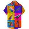 Summer Hawaiian Shirts For Men Music Guitar Printed Tops Clothing Fashion Casual Oversized Collar Rock And Roll Blouses 2