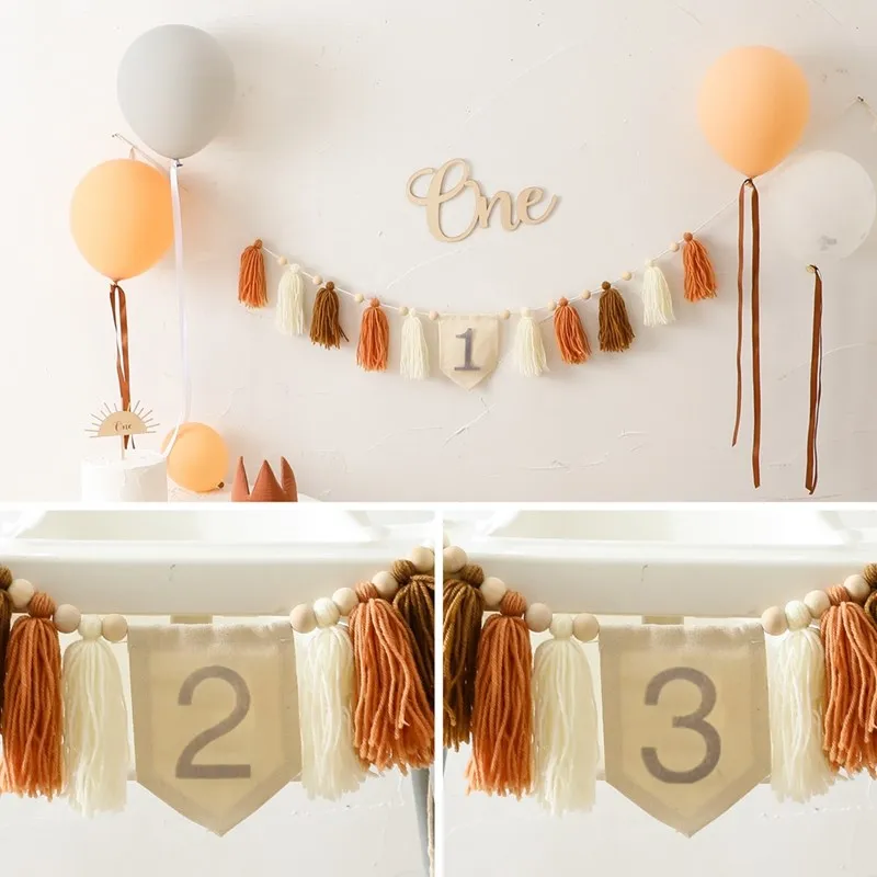 Lassen Sie uns Baby alles Gute zum Geburtstag Party 1-3 Jahre alt Quaste Banner Neugeborenen Meilenstein Fotografie Requisiten für Kinder Party Dekoration machen – Detail 4