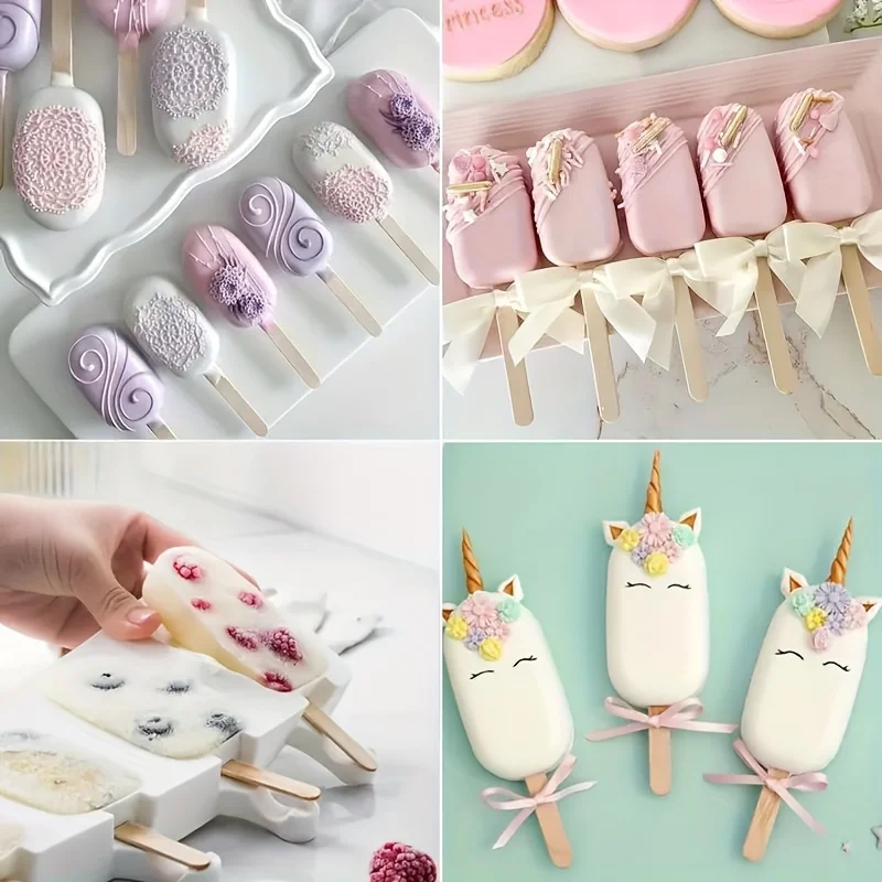 3-Pack Ice Molds BPA and PVC Free Plastic Popsicle Molds Multifunctional Accessories for Ice Cream Pudding Jelly Candy