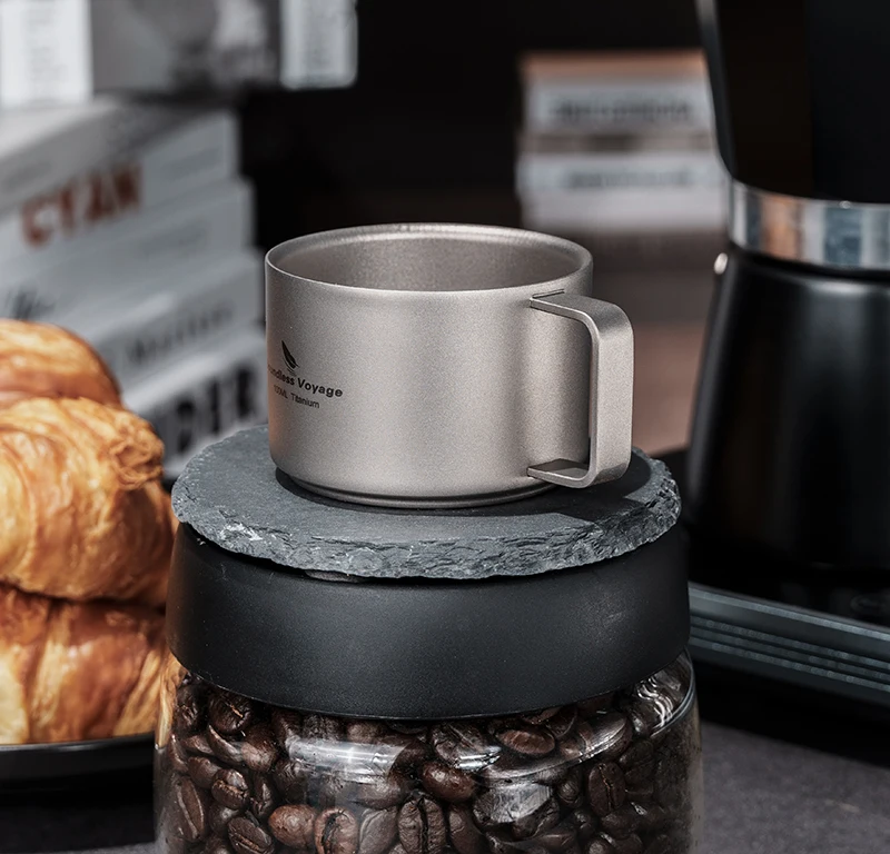 Boundless Voyage Titan doppelwandige Kaffeetasse Mini-Campingbecher 100 m Ti3085D – Detail 5