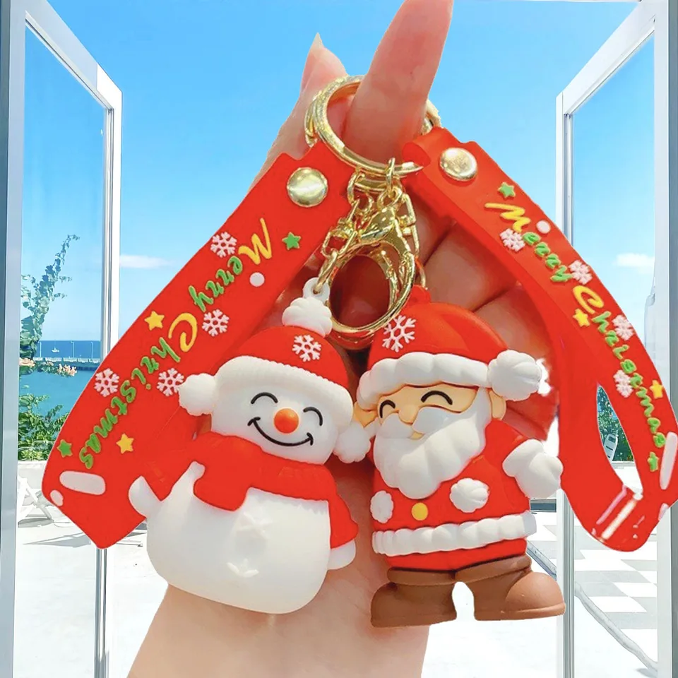 Creative Cartoon Santa Claus Snowman Keychain Pendant Bag Car