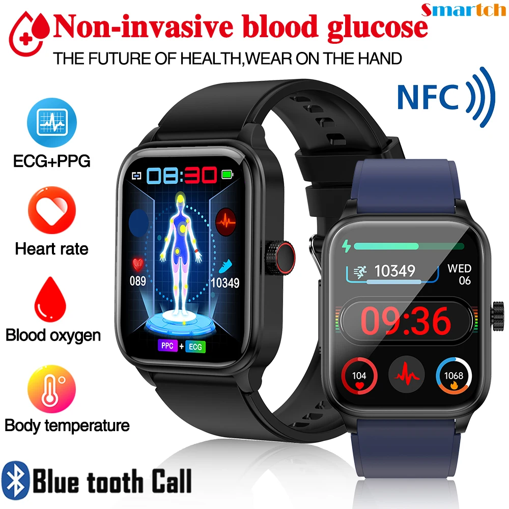 

Men ECG+PPG HRV Blood Glucose Monitoring Smart Watch Blue Tooth Call NFC Sport Bracelet Temperature Oldster 2023 New Smartwatch