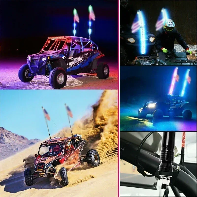 3FT Led Whip Light Led Car Led Light RGB Waterproof Bendable Remote APP Music Control LED Flagpole Lamp for SUV ATV UTV RZR