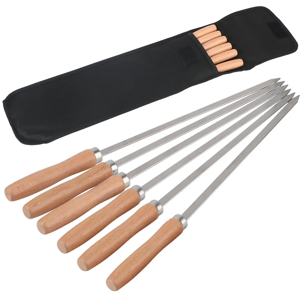 Outdoor BBQ Tools 340 Stainless Steel BBQ Long Skewers 6Pcs Professional Grilling Skewer Skewers