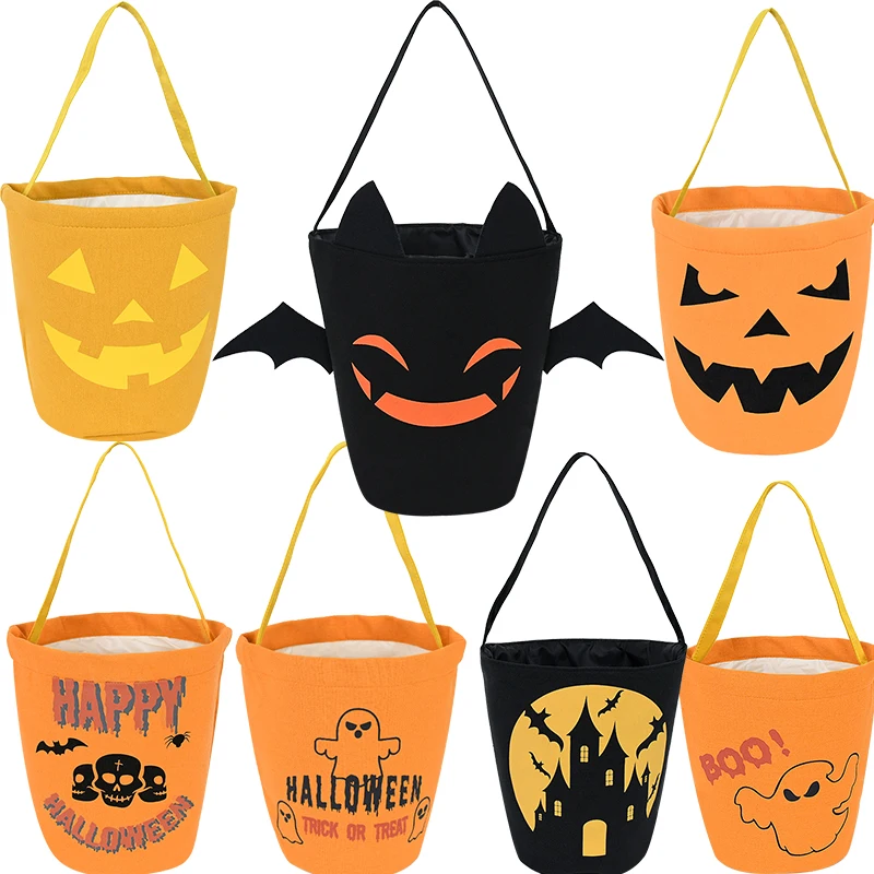  Boo Basket Trick or Treat Bags Pumpkin Bins with Handles  Decorative Cloth Organizer Storage Boxes Halloween Baskets for Adult : Home  & Kitchen