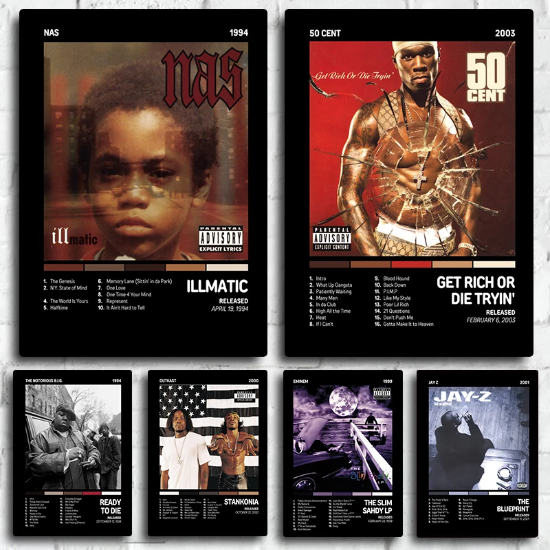 

Modern Cover Pictures Pop Hip Hop Rap Star Singer NAS BIG Music Album Poster Canvas Print Art Home Wall Decor Room Aesthetic