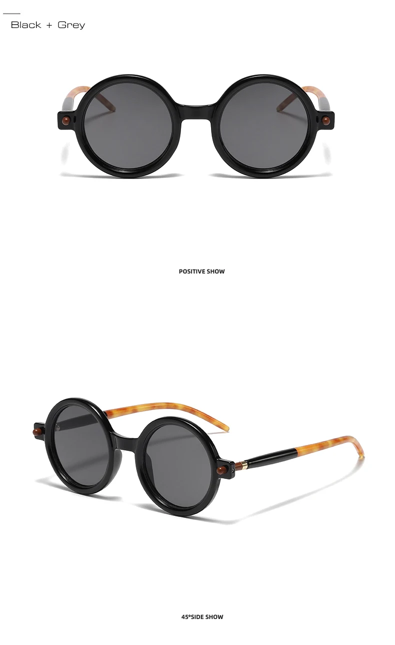 SO&EI Ins Popular Fashion Round Sungla Women Retro Double Color Clear Lens Eyewear Men Trending Shades UV400 Sun_voghion.com