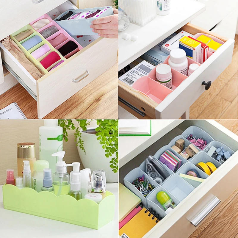 

Коробка-органайзер для хранения нижнего белья, бюстгальтеров, завязок, стола, ящика для носков, шкафа, 5-ячеечного пластика