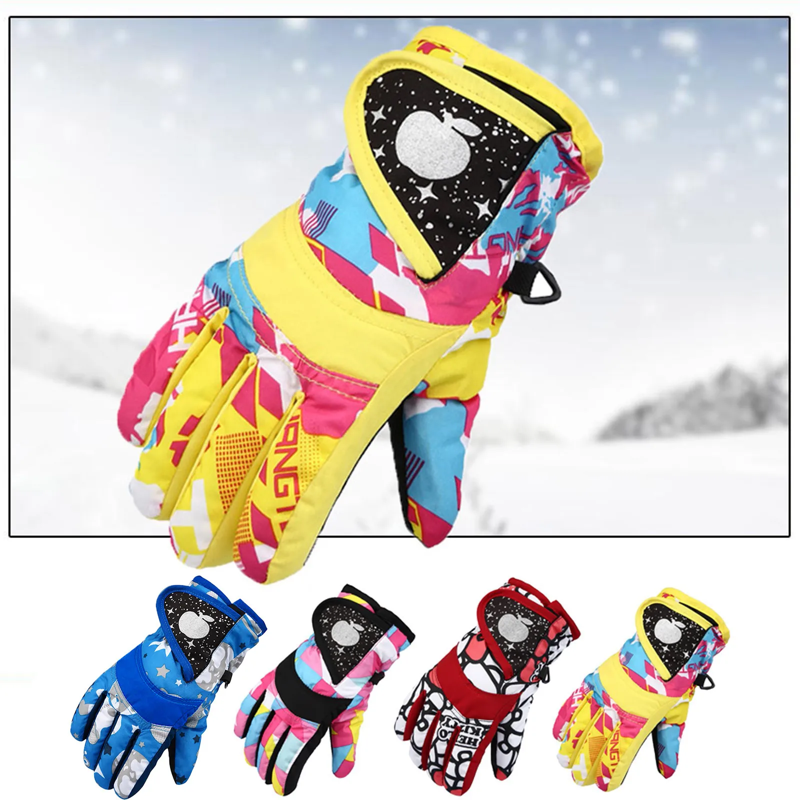 

Winter Snowboard Ski Gloves Full Finger PU Fleece Touch Screen Waterproof Motorcycle Cycling Thermal Warm Snow Gloves Men Women