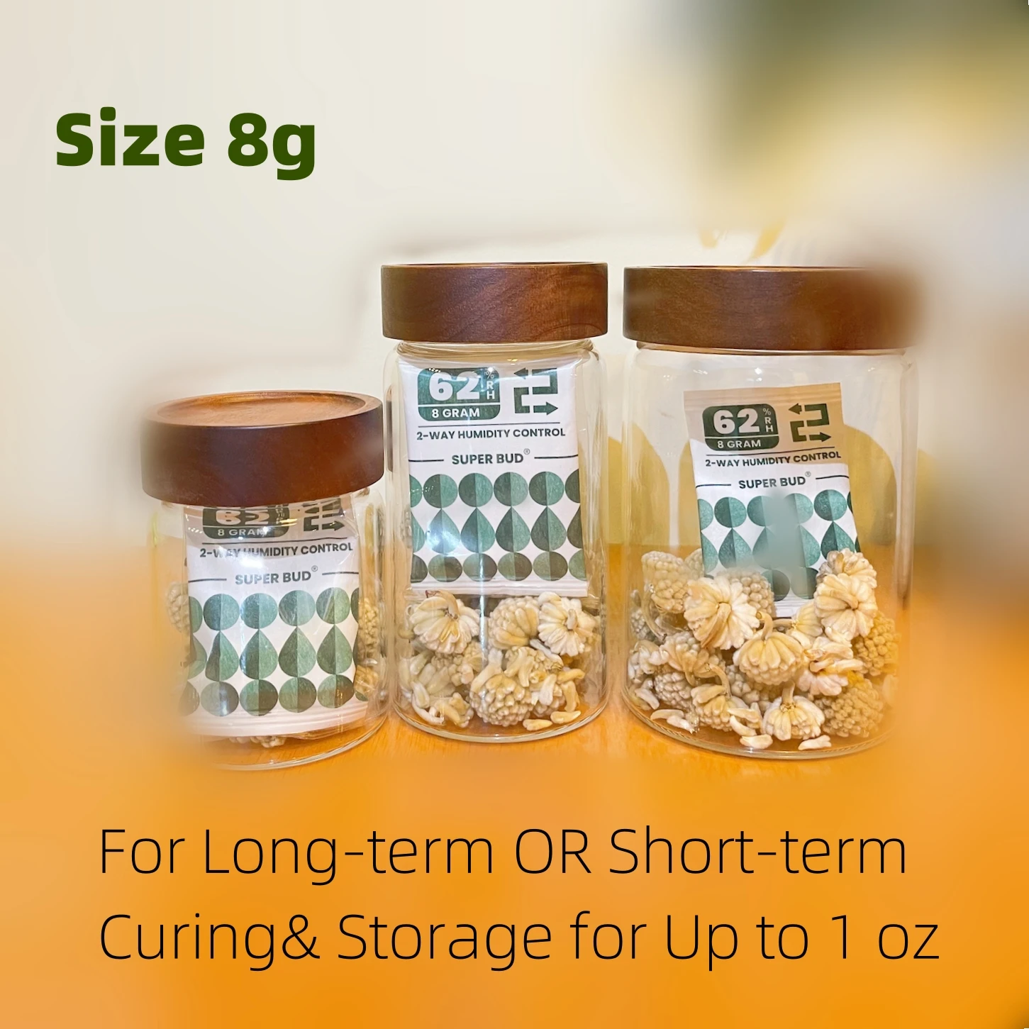 2-Way Humidity Control Packs Size 4g/ 8g 62% RH for Curing&Storage Flower Buds Herbs Moisture Balancer Hydration Packets