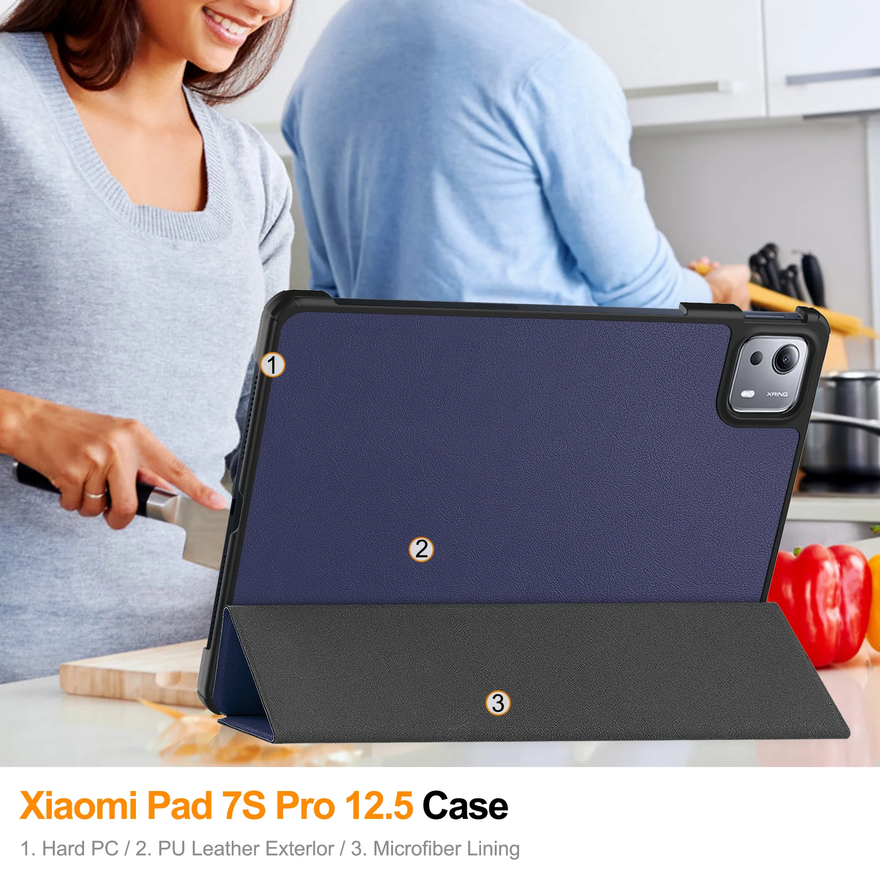 Premium Leather Tri-Fold Case with Auto Sleep/Wake