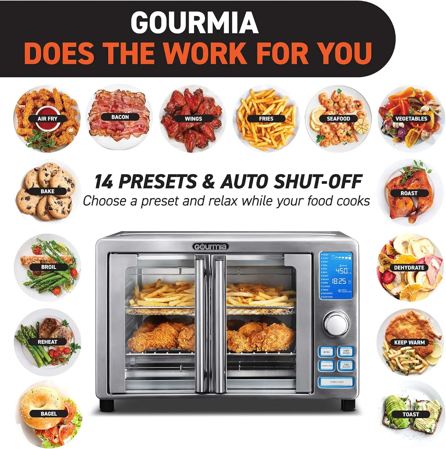 Gourmia GTF7520 Toast Oven Air Fryer the Smart  Air Fryer, Convection Oven 4