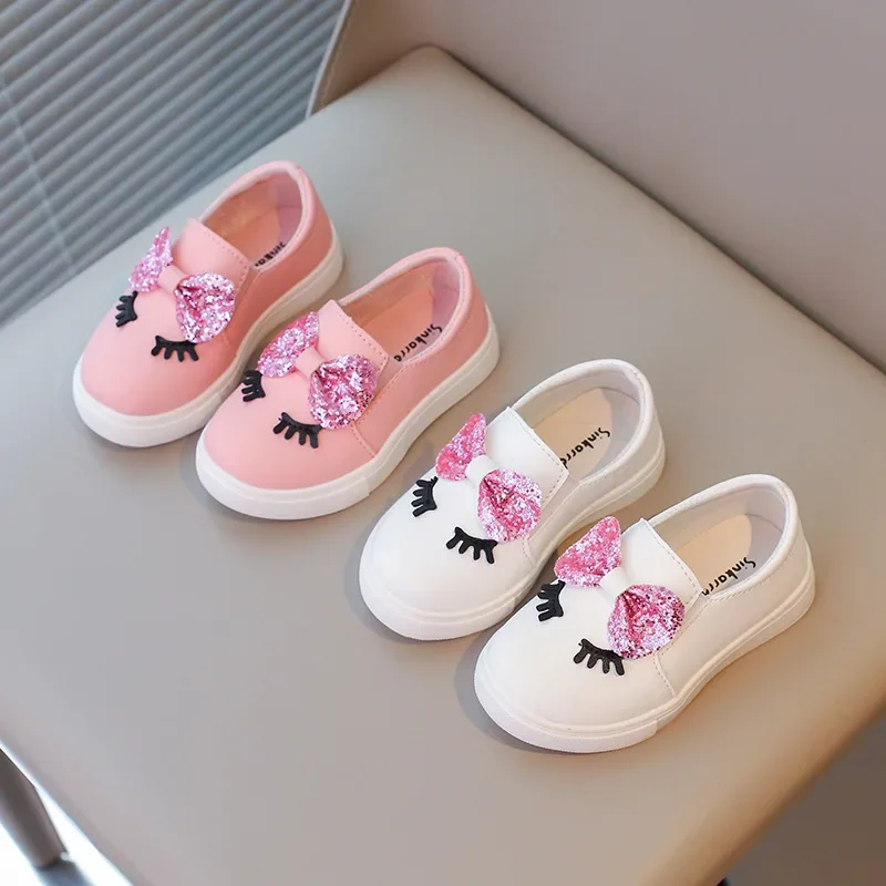 Funny Cartoon Eyelash Pattern Fashion Girls Baby Flat Shoes Student New Non-Slip Soft Sole Children's Shoes Girl Sneakers H09132