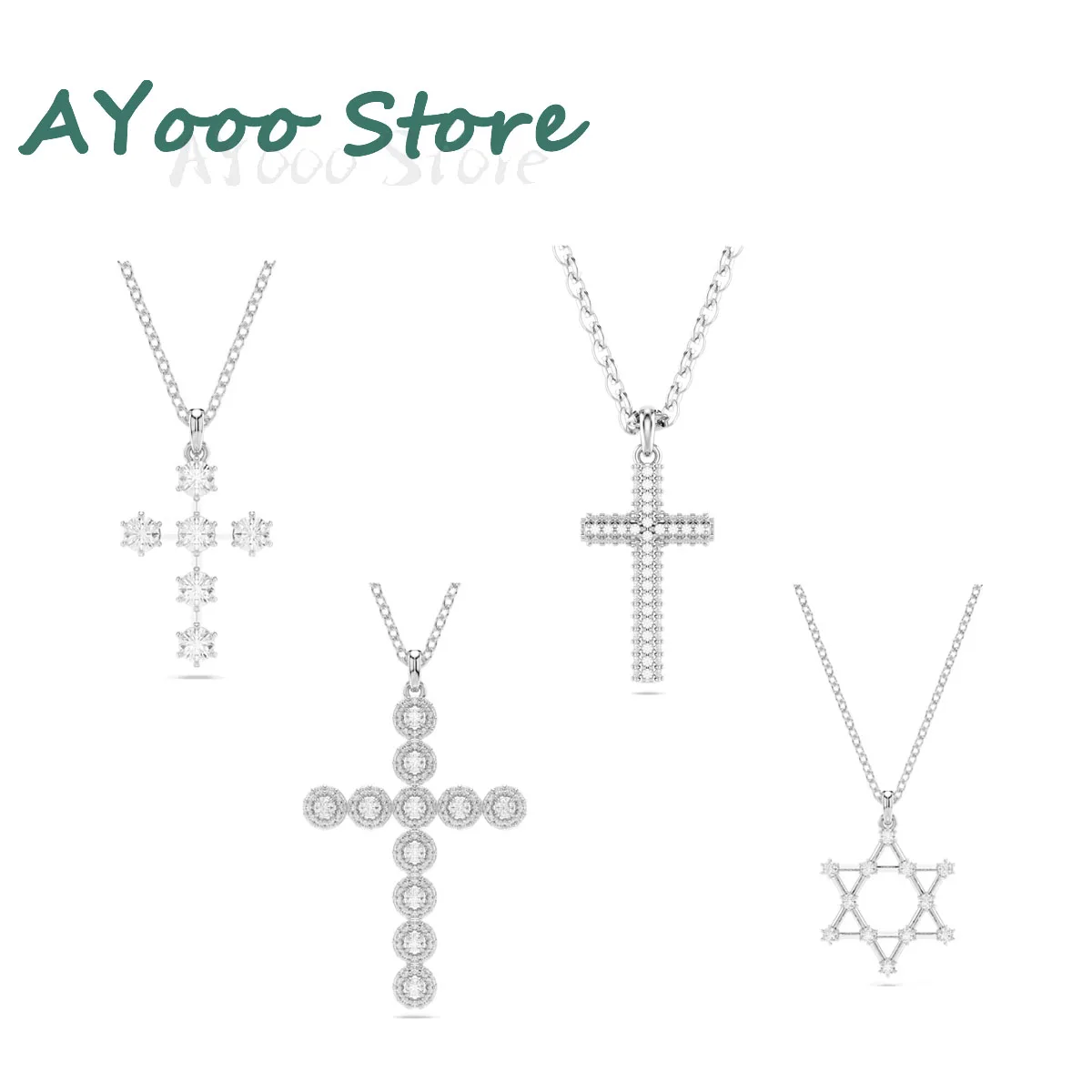 

New Insigne Couple Necklace Jewelry Cross Design Five pointed Star Charm Crystal Women's Necklace High Quality Gift 2024