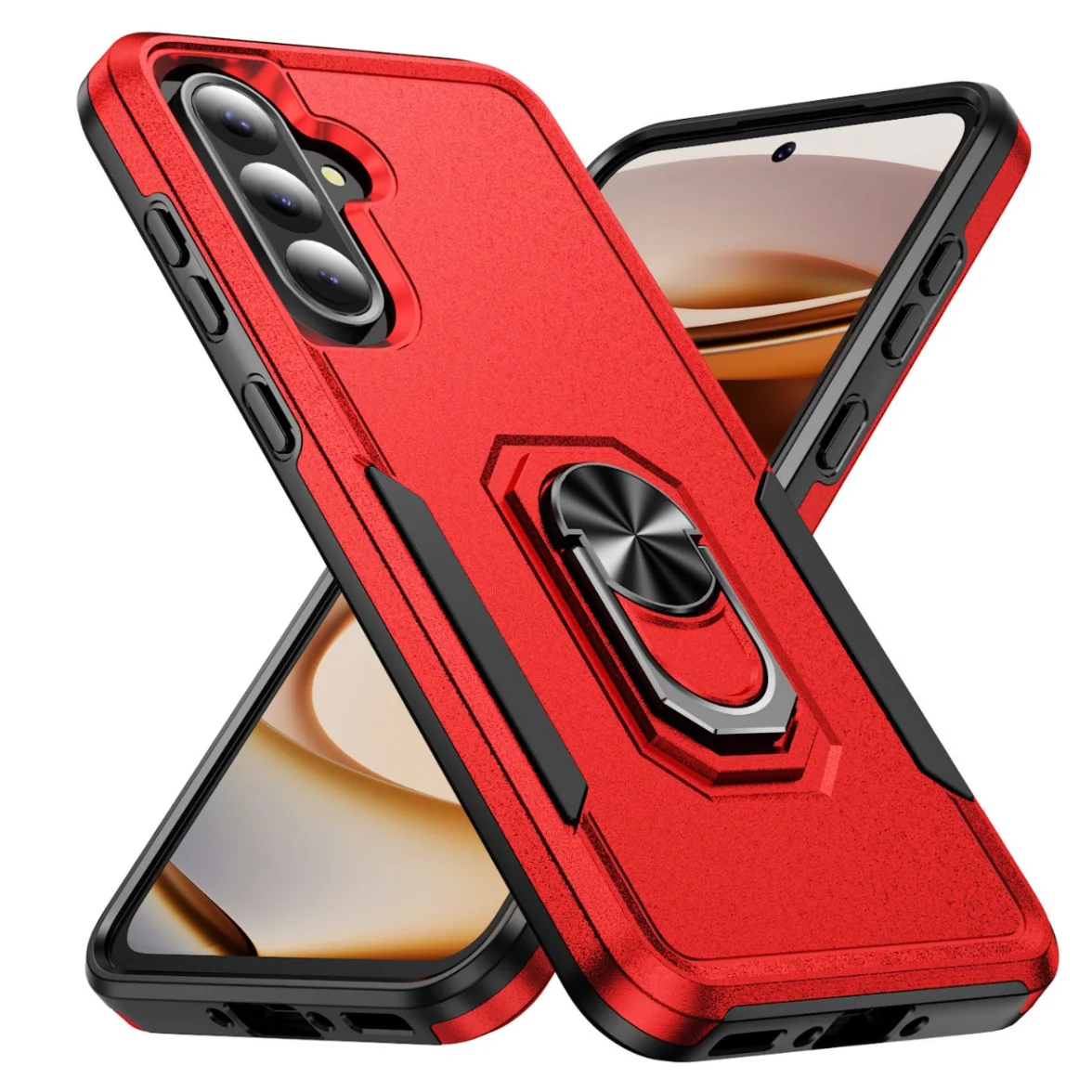 Rugged Military Armor Ring Bracket Phone Case - Dual Layer Shockproof Protection Cover