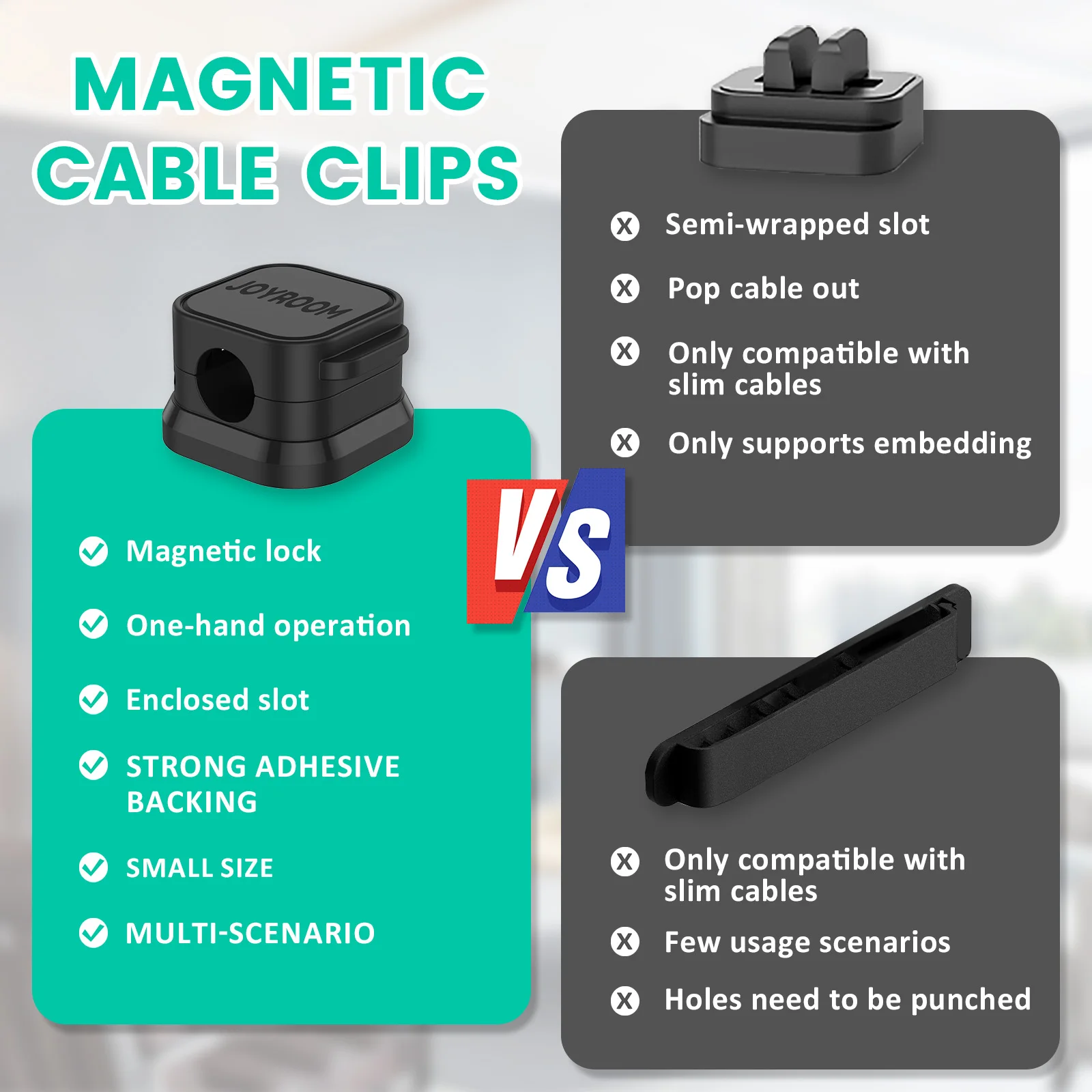 Magnetic Phone Cable Clips Cable Smooth Adjustable Cord Holder Under Desk Management Wire Keeper Organizer Holder