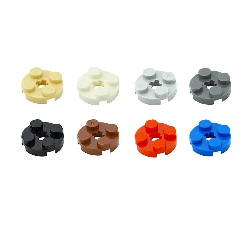 빌딩 블록 MOC 부품 DIY 2x2 라운드 플레이트, 크로스 샤프트 구멍 교육용 기술 벽돌 Leduo 100 장난감, 4032 개