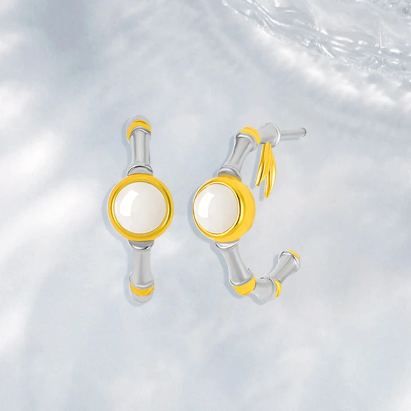 

S925 Sterling Silver Cool Bamboo Earrings for Women Chinese Style Retro Versatile Hot Selling Unique Design Sense Senior 2024New