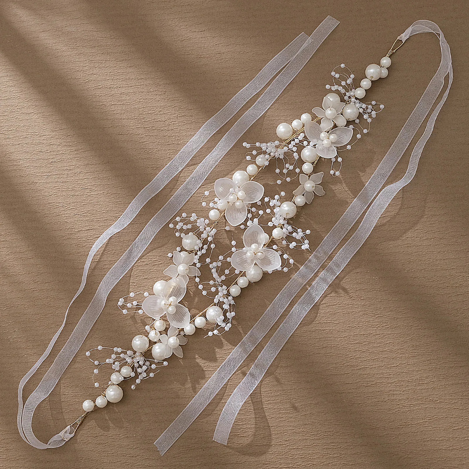 Wedding Hairband Bridal Hair Jewelry Gentle Flower Pearl Headdress Ribbon Fashion Beads Marriage Headbands Lady Tiaras Gift jewelry accessories hair accessory hair headdress bridal headwear hair band crown