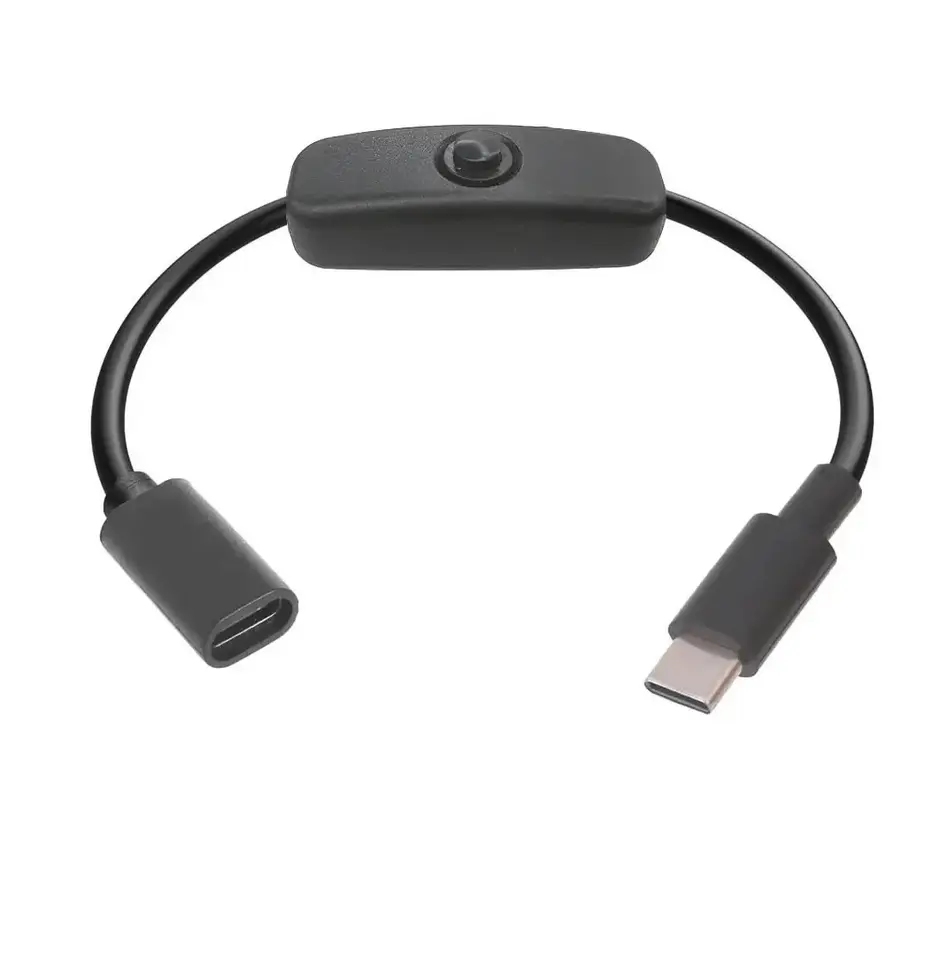 USB Type C Extension Cable with On/Off Switch Button USB-C PD to Micro USB / DC 5.5x2.1mm Power Cord 5V Universal Type-C