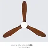52inch Low Floor Ceiling Fan Light Remote Control Led Llights Indoor Restaurant Solid wood fan leaves With Fan Chandelier 5