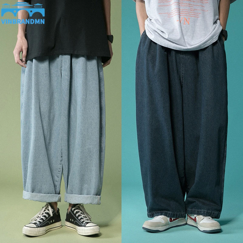 

2022 Men's Loose Straight Ruffian Handsome Jeans Tide Brand Spring and Autumn Casual Trousers Wide Leg Loose Casual Retro Pants
