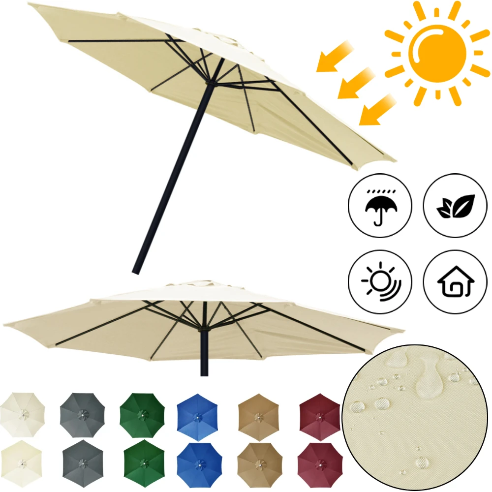 Waterproof Parasol Umbrella Cover Parasol Replacement Cloth Sun Shade Sail for 6/8Ribs Outdoor Patio Garden Parasol Canopy Cover