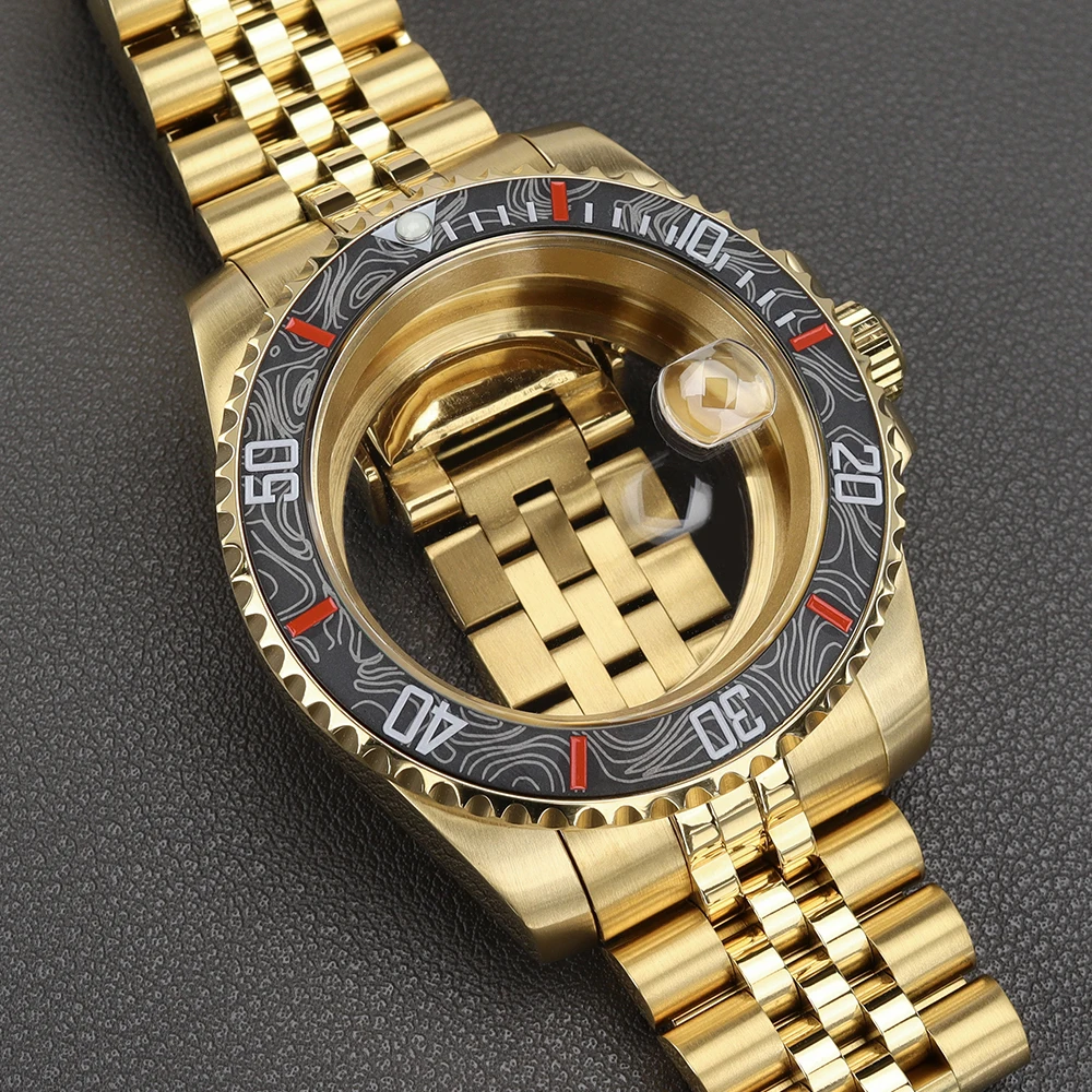 40mm GMT Yacht wasserdichtes Uhrengehäuse mit Saphirglas für NH35 NH36 NH34/38 8215 2824 Uhrwerk, Feinverstell-Schiebeverschluss – Detail 3