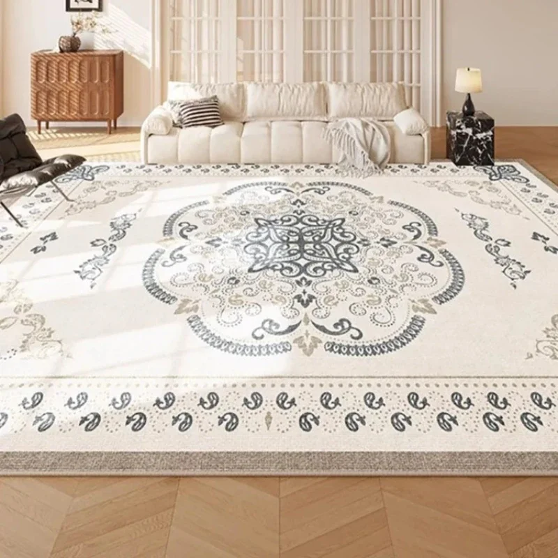 Carpet for Living Room Light Luxury Large Area Fluffy Plush Bedroom Bedside Rug Retro Floral Soft Cloakroom Mat Alfombra 거실 카펫 4