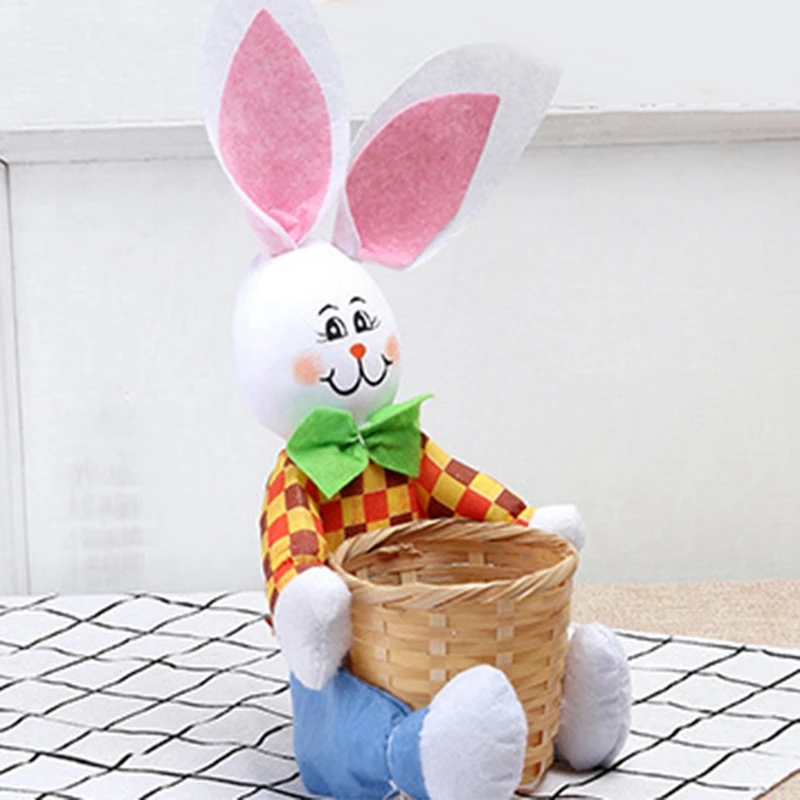 Easter Decorations,Cute Bunny Easter Basket Eggs Candy Gifts Storage Rabbit Bag Party Decoration Durable About 30X12cm