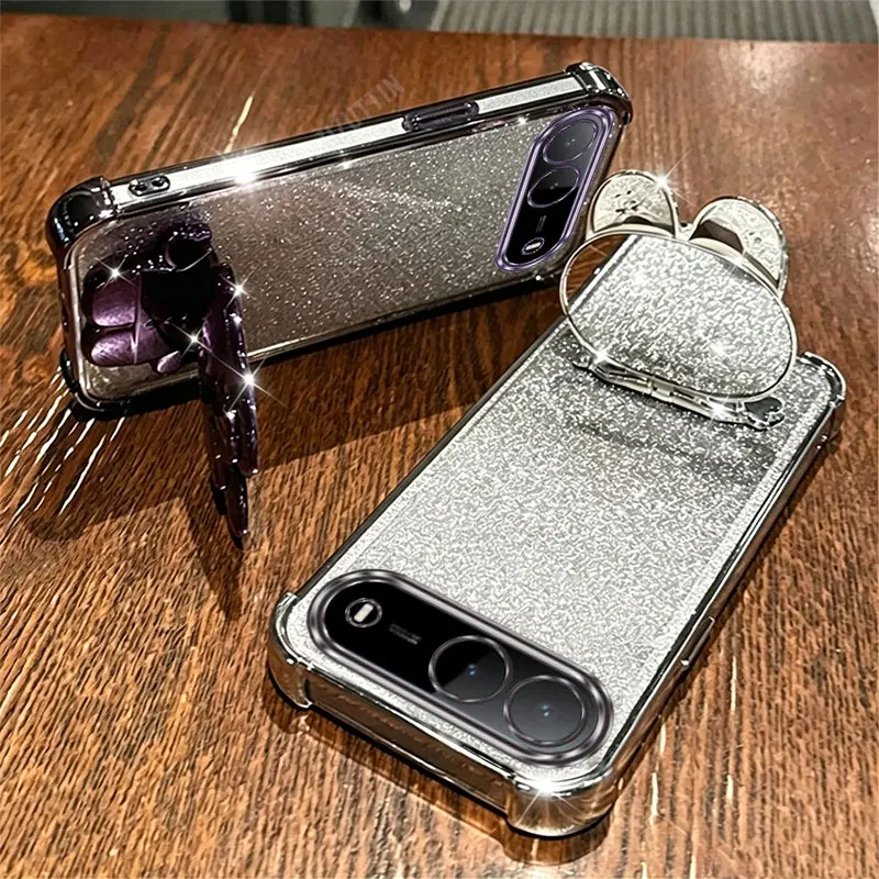 Pearl Lanyard Rabbit Phone Holder Case with Back Cover