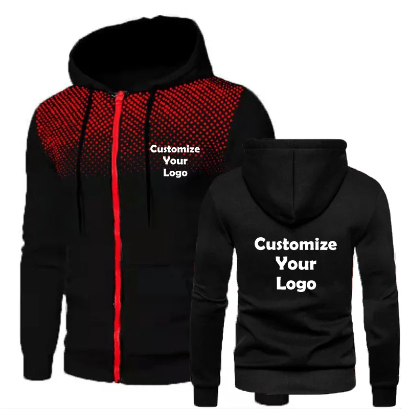 New Customized Fashion Men's Hoodie Casual Zipper Jacket Cotton Wool Warm Hoodie Sportswear High Quality Hip Hop Sportswear 4