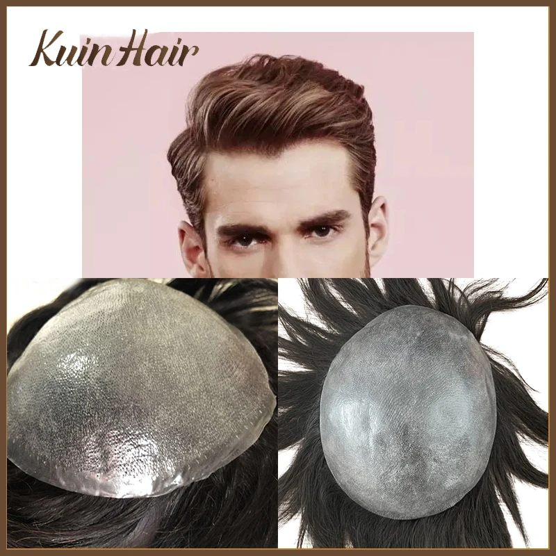 

Thin Skin Pu 0.04-0.06mm Men Toupee V-loop Male Wig Natural Hairline Real Human Remy Hair Replacement Capillary Prosthesis 6inch