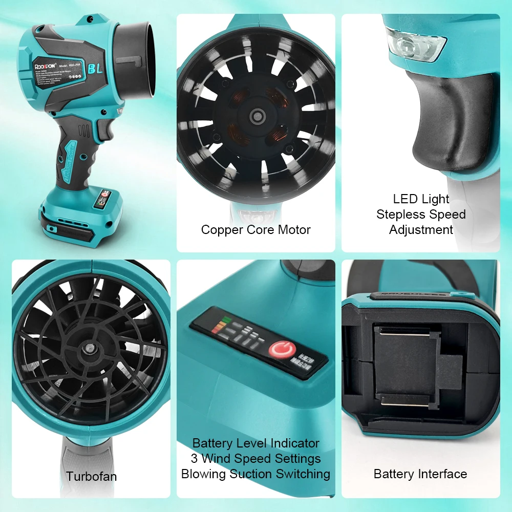 3200W 강력한 휴대용 송풍기 350000RPM 터보 제트 팬 진공 청소기 3단계 무선 정원 청소 파워 블로워 도구 이미지 4